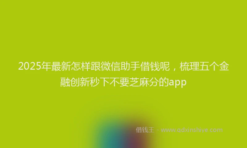 2025年最新怎样跟微信助手借钱呢，梳理五个金融创新秒下不要芝麻分的app
