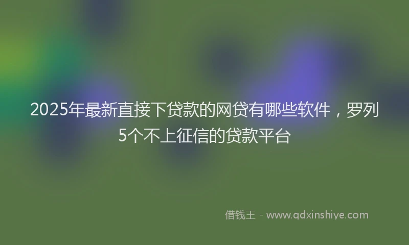 2025年最新直接下贷款的网贷有哪些软件，罗列5个不上征信的贷款平台