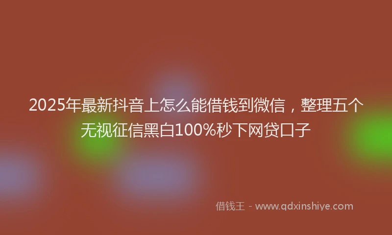 2025年最新抖音上怎么能借钱到微信，整理五个无视征信黑白100%秒下网贷口子