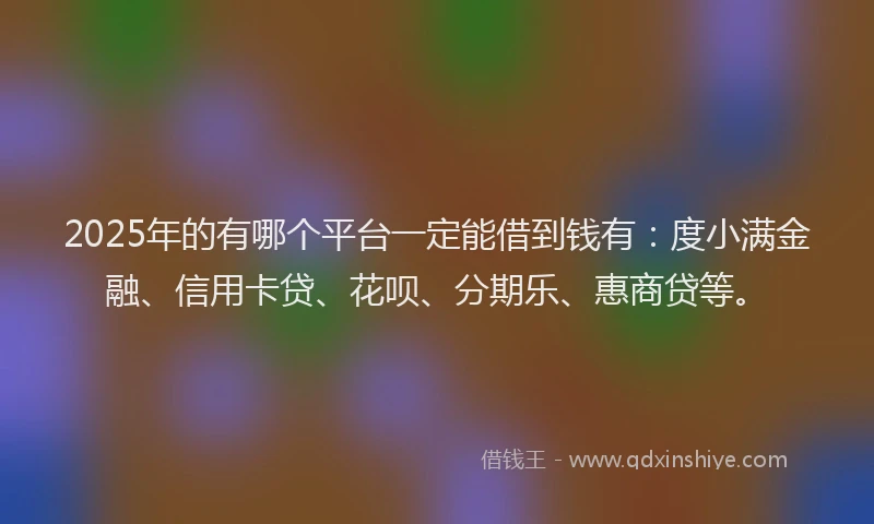 2025年的有哪个平台一定能借到钱有：度小满金融、信用卡贷、花呗、分期乐、惠商贷等。