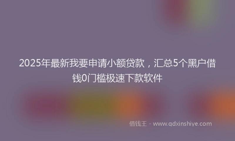 2025年最新我要申请小额贷款，汇总5个黑户借钱0门槛极速下款软件