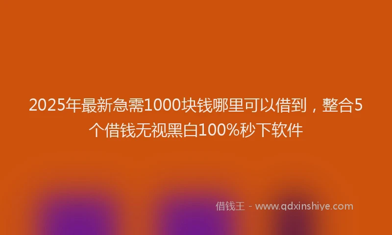 2025年最新急需1000块钱哪里可以借到，整合5个借钱无视黑白100%秒下软件
