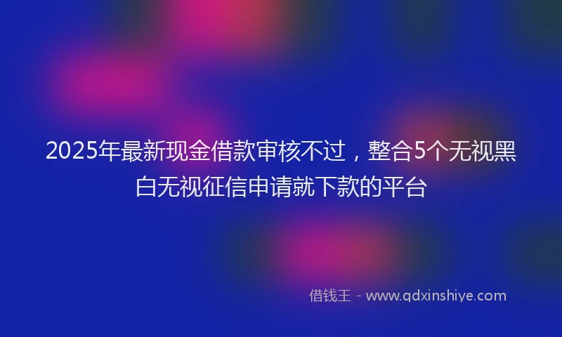 2025年最新现金借款审核不过，整合5个无视黑白无视征信申请就下款的平台