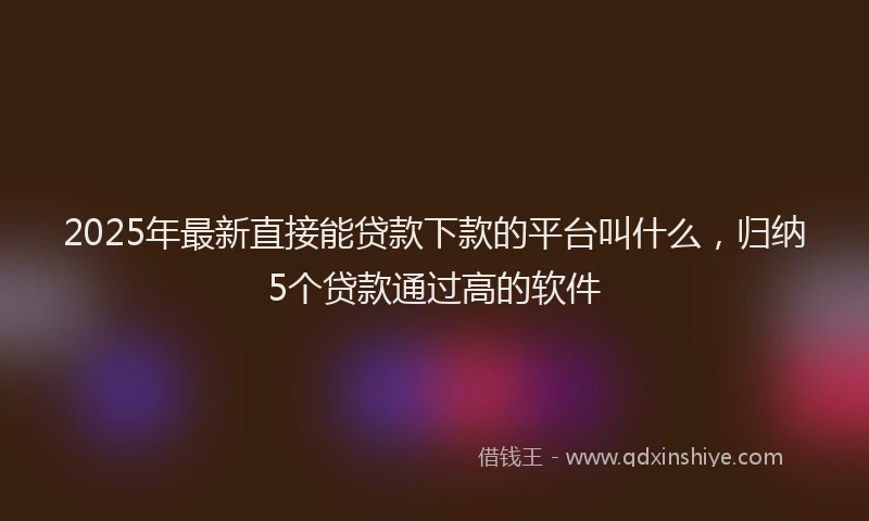 2025年最新直接能贷款下款的平台叫什么，归纳5个贷款通过高的软件