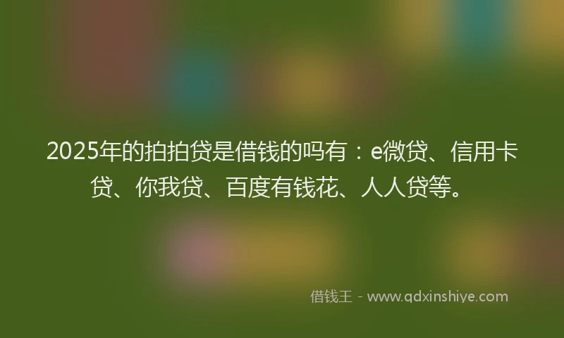 2025年的拍拍贷是借钱的吗有：e微贷、信用卡贷、你我贷、百度有钱花、人人贷等。