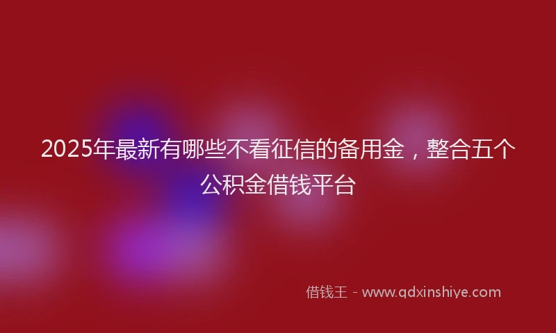 2025年最新有哪些不看征信的备用金，整合五个公积金借钱平台