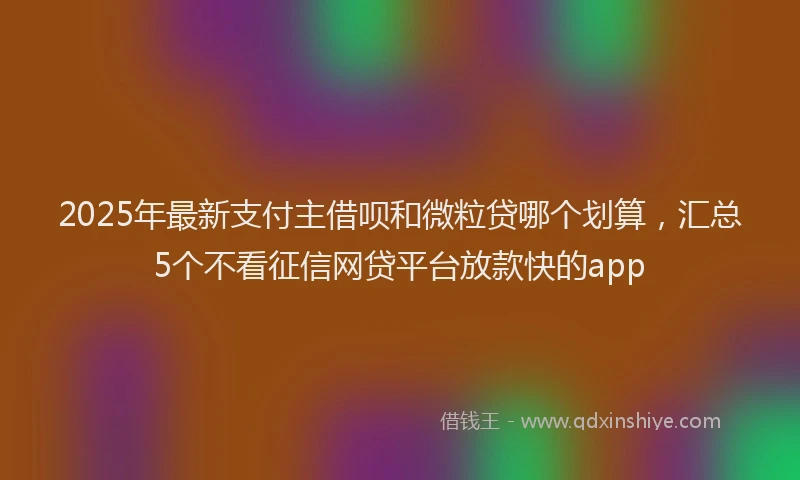 2025年最新支付主借呗和微粒贷哪个划算，汇总5个不看征信网贷平台放款快的app