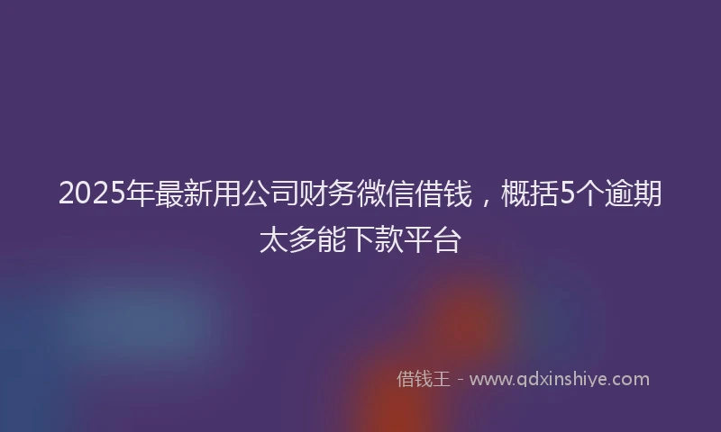 2025年最新用公司财务微信借钱，概括5个逾期太多能下款平台