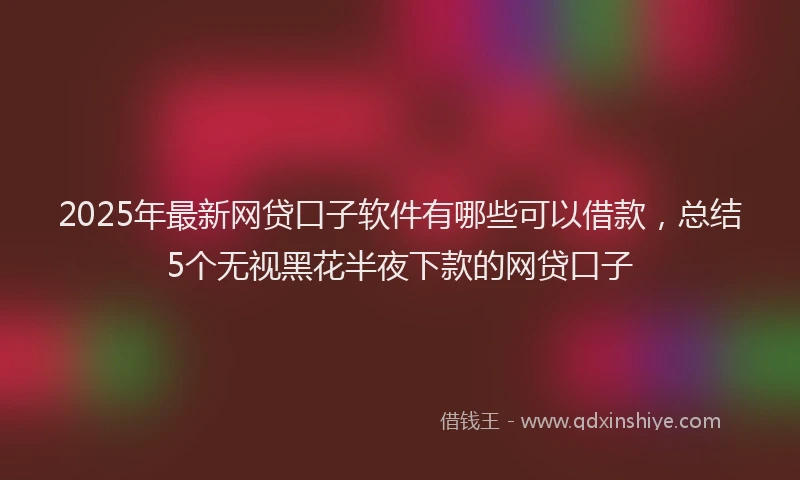 2025年最新网贷口子软件有哪些可以借款，总结5个无视黑花半夜下款的网贷口子