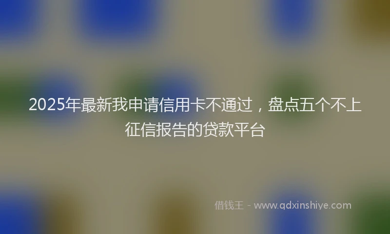2025年最新我申请信用卡不通过，盘点五个不上征信报告的贷款平台