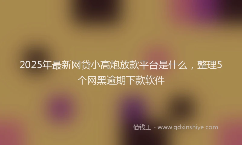 2025年最新网贷小高炮放款平台是什么，整理5个网黑逾期下款软件