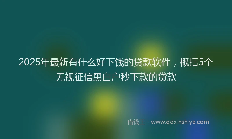 2025年最新有什么好下钱的贷款软件，概括5个无视征信黑白户秒下款的贷款