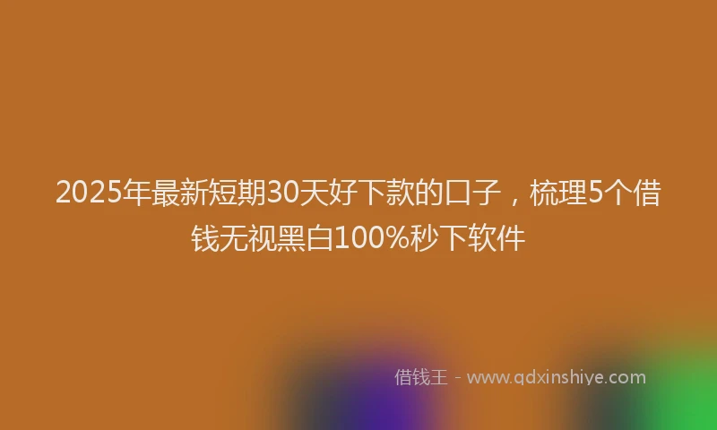 2025年最新短期30天好下款的口子，梳理5个借钱无视黑白100%秒下软件