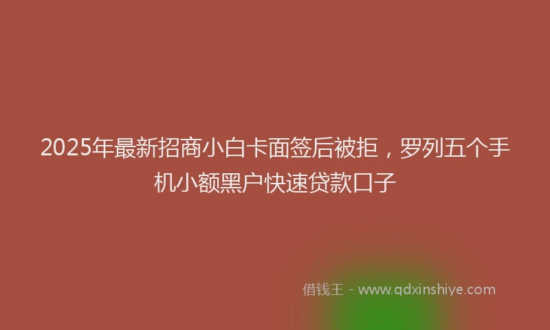 2025年最新招商小白卡面签后被拒，罗列五个手机小额黑户快速贷款口子