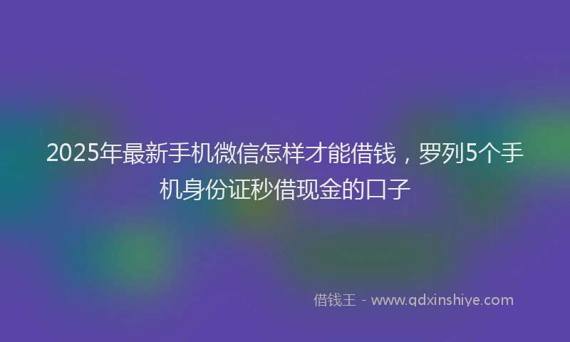 2025年最新手机微信怎样才能借钱，罗列5个手机身份证秒借现金的口子