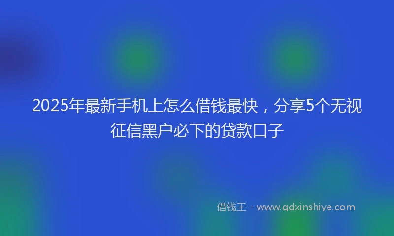 2025年最新手机上怎么借钱最快，分享5个无视征信黑户必下的贷款口子