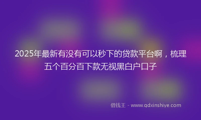 2025年最新有没有可以秒下的贷款平台啊，梳理五个百分百下款无视黑白户口子