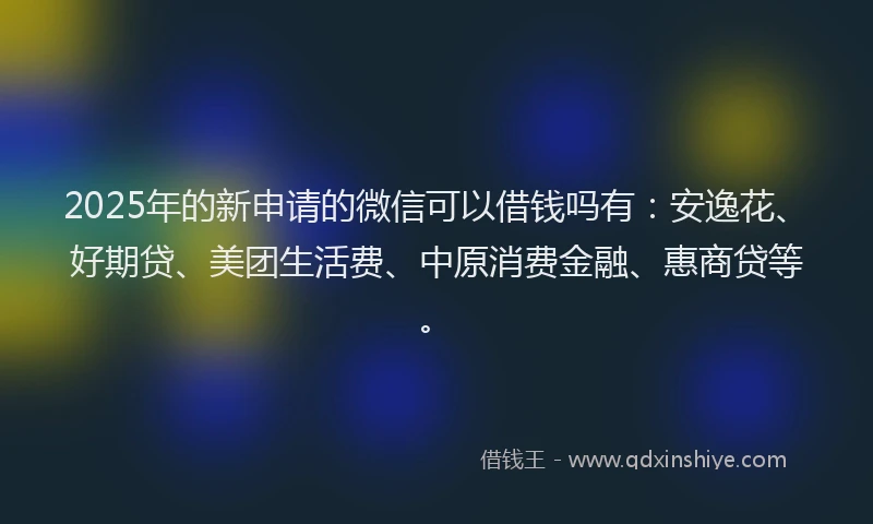 2025年的新申请的微信可以借钱吗有：安逸花、好期贷、美团生活费、中原消费金融、惠商贷等。