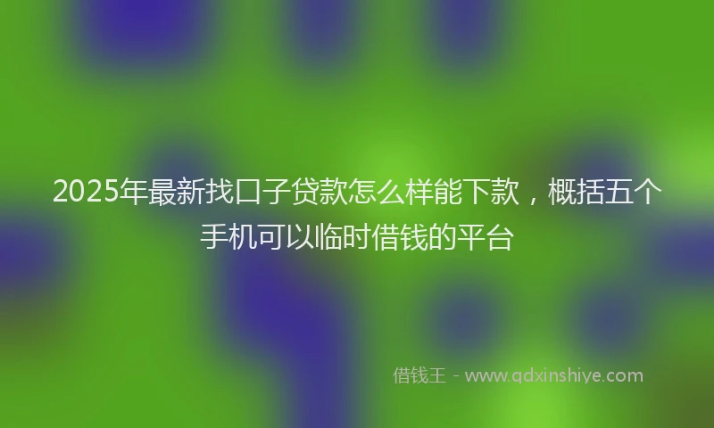 2025年最新找口子贷款怎么样能下款，概括五个手机可以临时借钱的平台