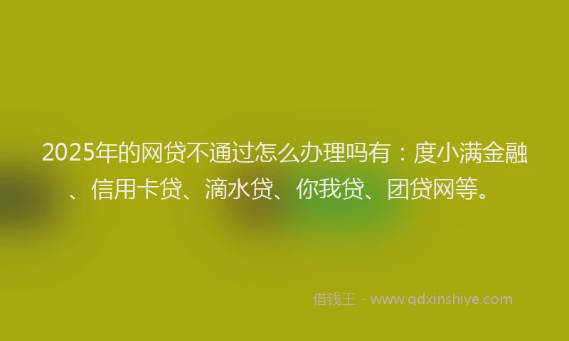 2025年的网贷不通过怎么办理吗有：度小满金融、信用卡贷、滴水贷、你我贷、团贷网等。