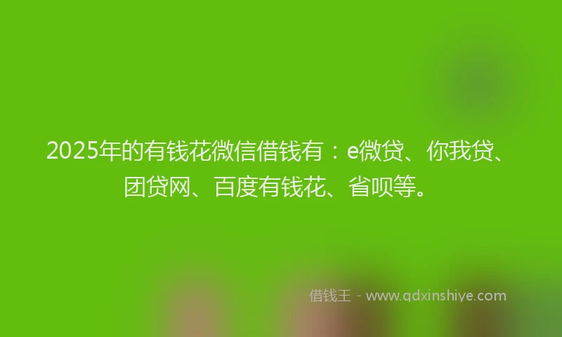 2025年的有钱花微信借钱有：e微贷、你我贷、团贷网、百度有钱花、省呗等。