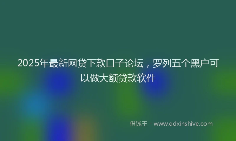 2025年最新网贷下款口子论坛，罗列五个黑户可以做大额贷款软件