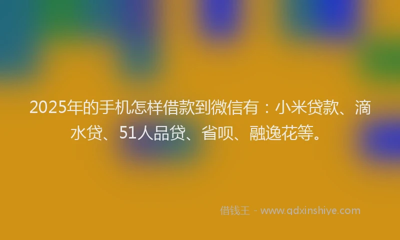 2025年的手机怎样借款到微信有：小米贷款、滴水贷、51人品贷、省呗、融逸花等。