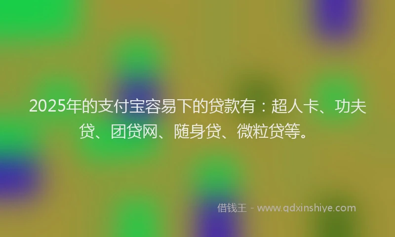 2025年的支付宝容易下的贷款有：超人卡、功夫贷、团贷网、随身贷、微粒贷等。