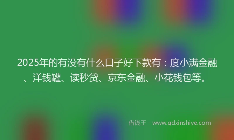 2025年的有没有什么口子好下款有：度小满金融、洋钱罐、读秒贷、京东金融、小花钱包等。