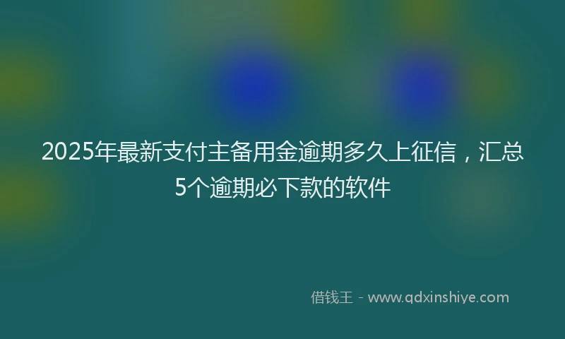 2025年最新支付主备用金逾期多久上征信，汇总5个逾期必下款的软件
