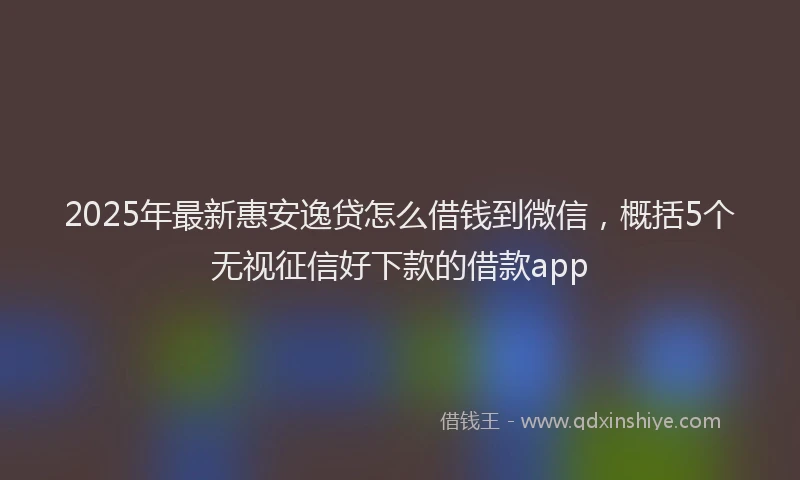 2025年最新惠安逸贷怎么借钱到微信，概括5个无视征信好下款的借款app