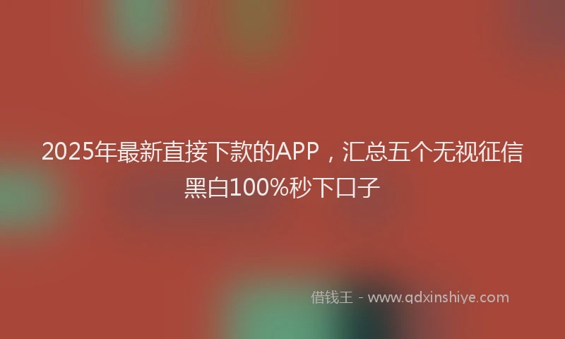 2025年最新直接下款的APP，汇总五个无视征信黑白100%秒下口子