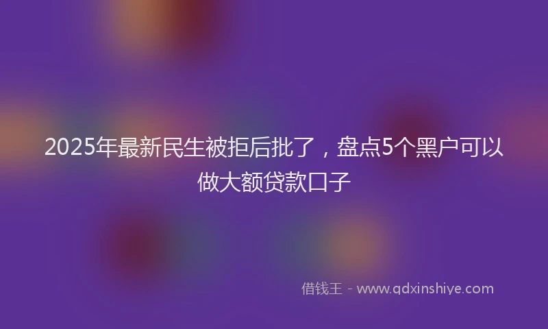 2025年最新民生被拒后批了，盘点5个黑户可以做大额贷款口子