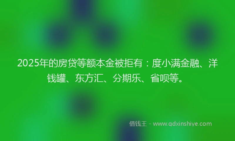2025年的房贷等额本金被拒有：度小满金融、洋钱罐、东方汇、分期乐、省呗等。