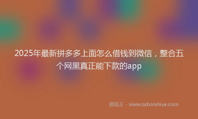 2025年最新拼多多上面怎么借钱到微信，整合五个网黑真正能下款的app