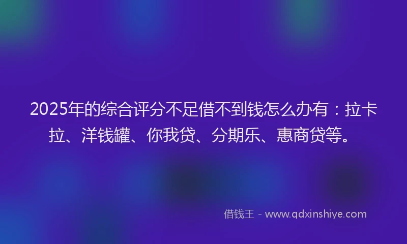 2025年的综合评分不足借不到钱怎么办有：拉卡拉、洋钱罐、你我贷、分期乐、惠商贷等。
