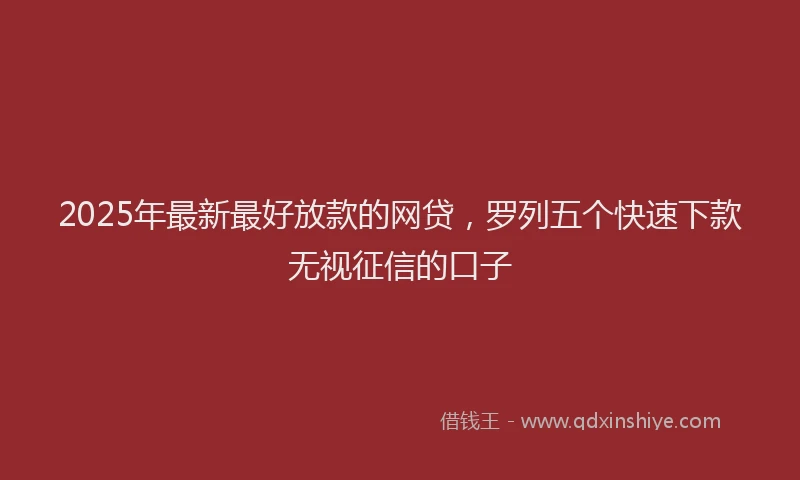 2025年最新最好放款的网贷，罗列五个快速下款无视征信的口子