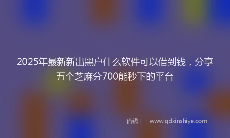2025年最新新出黑户什么软件可以借到钱，分享五个芝麻分700能秒下的平台