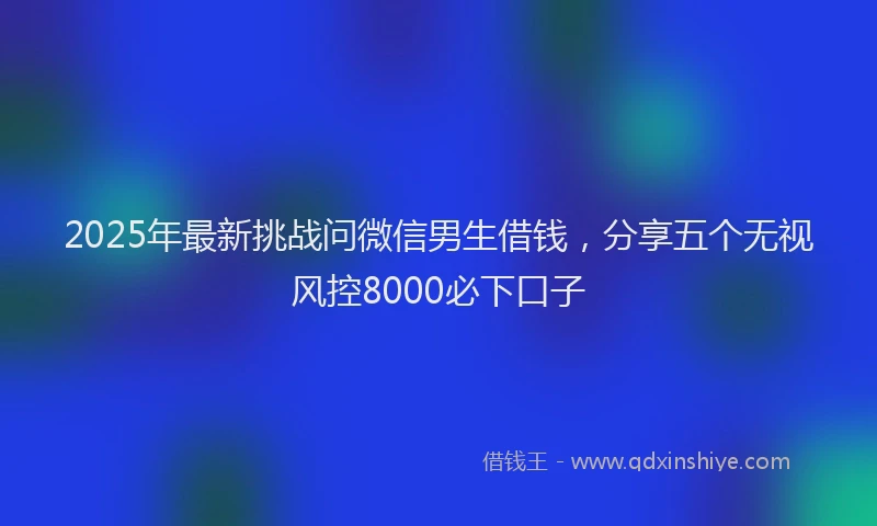 2025年最新挑战问微信男生借钱，分享五个无视风控8000必下口子