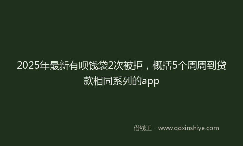 2025年最新有呗钱袋2次被拒，概括5个周周到贷款相同系列的app