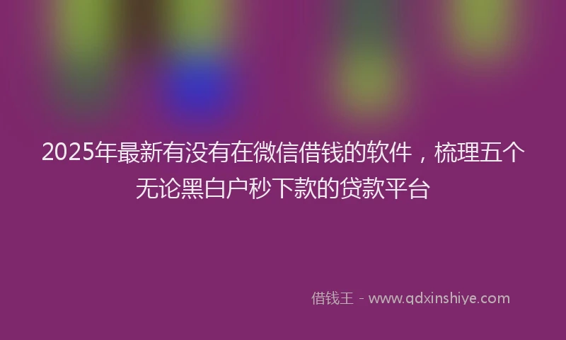 2025年最新有没有在微信借钱的软件，梳理五个无论黑白户秒下款的贷款平台
