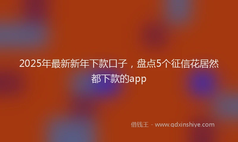 2025年最新新年下款口子，盘点5个征信花居然都下款的app
