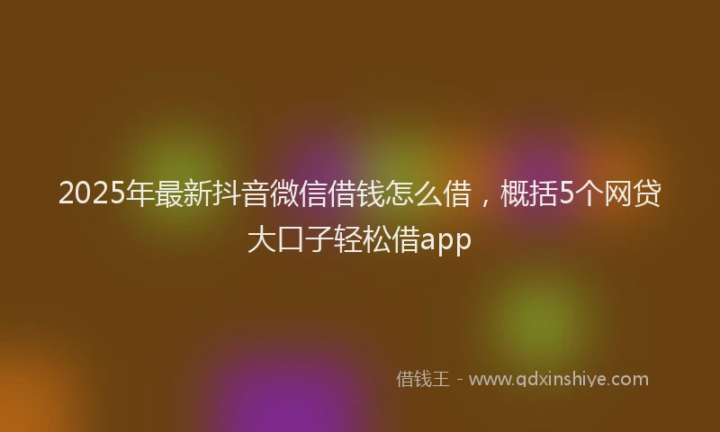 2025年最新抖音微信借钱怎么借，概括5个网贷大口子轻松借app
