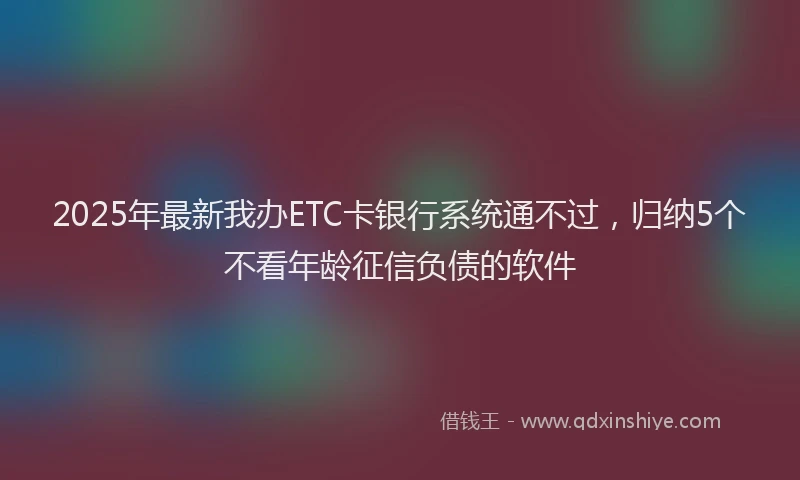 2025年最新我办ETC卡银行系统通不过，归纳5个不看年龄征信负债的软件