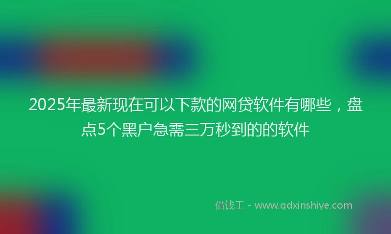 2025年最新现在可以下款的网贷软件有哪些，盘点5个黑户急需三万秒到的的软件