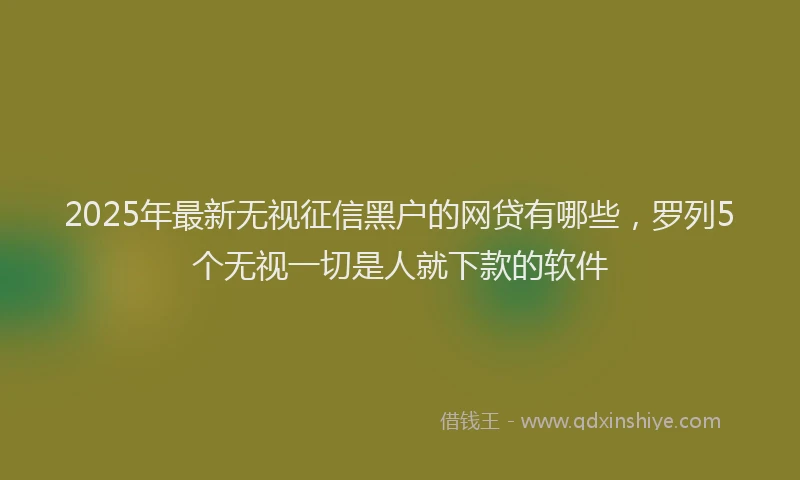 2025年最新无视征信黑户的网贷有哪些，罗列5个无视一切是人就下款的软件