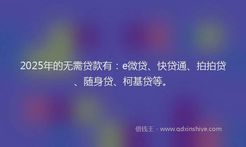 2025年的无需贷款有：e微贷、快贷通、拍拍贷、随身贷、柯基贷等。