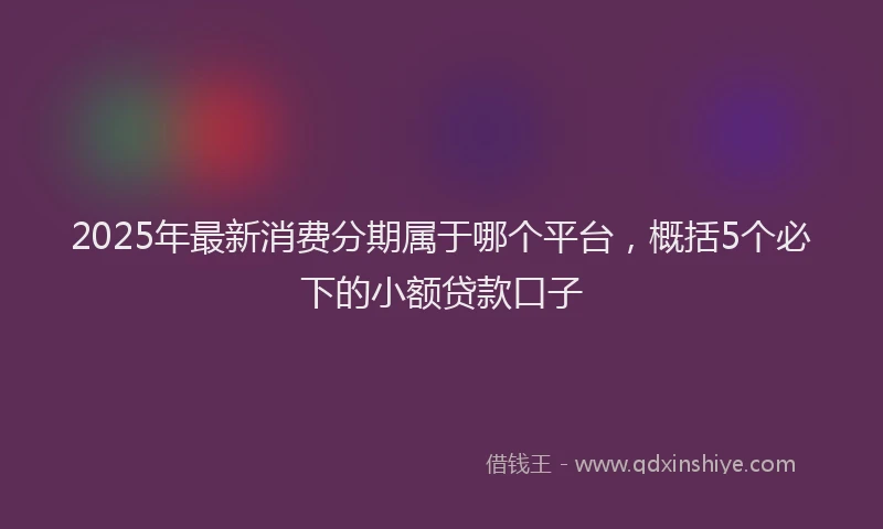 2025年最新消费分期属于哪个平台，概括5个必下的小额贷款口子