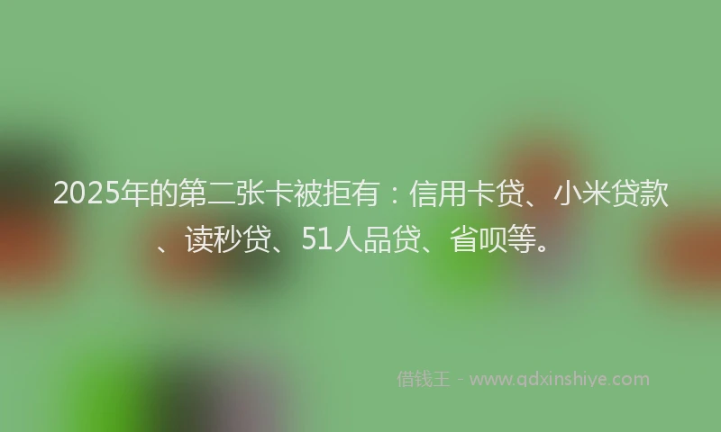 2025年的第二张卡被拒有：信用卡贷、小米贷款、读秒贷、51人品贷、省呗等。