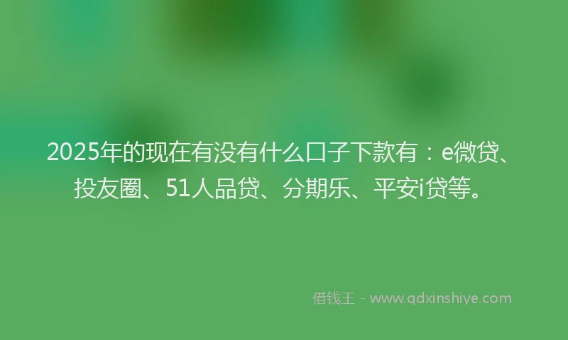 2025年的现在有没有什么口子下款有：e微贷、投友圈、51人品贷、分期乐、平安i贷等。